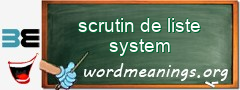 WordMeaning blackboard for scrutin de liste system
